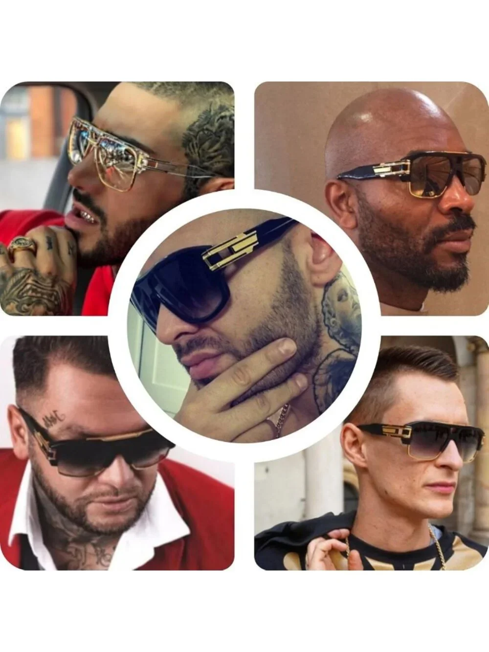 Trendy 70s Retro Square Sunglasses for Men & Women - Gold Metal Sun Glasses